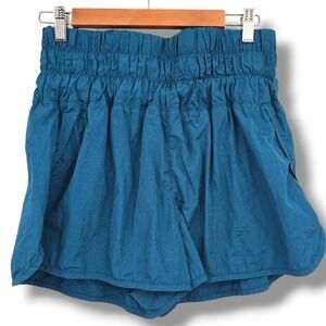 FP Movement The‎ Way Home Shorts Smocked Waist Athletic Teal Blue Size Small